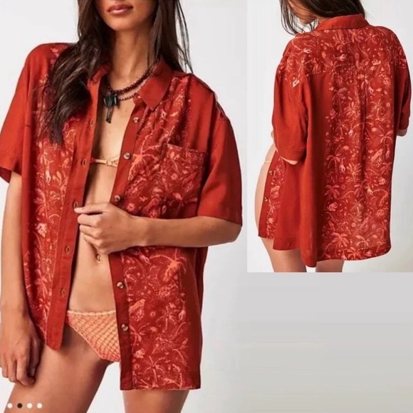 Free People Tops - Free People share the good vibes button down